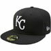 Kansas City Royals 59FIFTY White on Black Fitted Hat Highest Quality New Era 100 Percent Wool MLB Major League Baseball Team Logo Offcially Licensed Fashion Adult Baseball Hat - 10023393
