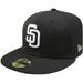 San Diego Padres 59FIFTY White on Black Fitted Hat Highest Quality New Era 100 Percent Wool MLB Major League Baseball Team Logo Offcially Licensed Fashion Adult Baseball Hat - 10023448