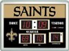 New Orleans Saints NFL Football Team Scoreboard Large Indoor/Outdoor LED Wall Clock (Shows Time, Date, and Temperature) Large 19 in. X 14 in. - Bright LEDs, Glass Surface Wipes Clean, Weather Resistant Indoor/Outdoor, Perfect for Any Office, Rec Room, Garage or Dorm Room - NFL0028-830