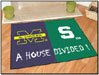 University of Michigan and Michigan State A House Divided All-Star Fan Welcome Floor Rug or Mat 34 in. X 44.5 in. w/Non-Skid Backing - Put this in Any Room - Dorm Room, Home, Garage, Basement, or Fishing Cabin NCAA College Mat - 6032