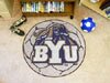 Brigham Young BYU Cougars NCAA College Team Logo Soccer Shaped Welcome Floor Rug or Mat 29 in. Round w/Non-Skid Backing - Put this Baby in Any Room - Dorm Room, Home, Garage, Basement, or Fishing Cabin NCAA Mat - 3271